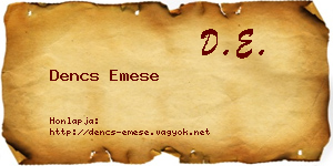 Dencs Emese névjegykártya
